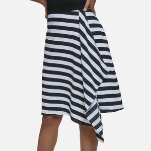 Karl Lagerfeld | Drape Front Faux Wrap skirt black/white stripe
